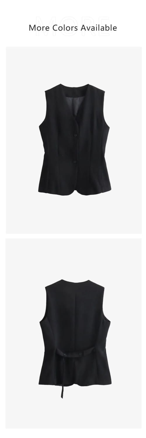 Women’s Wear Button Decoration Slim Fit Tank Top High Waist A-line Skirt Short