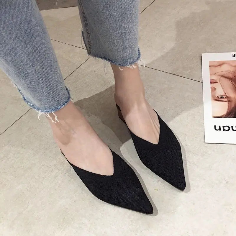 Pointed Toe With Heel Woman Slippers Shoes for Women