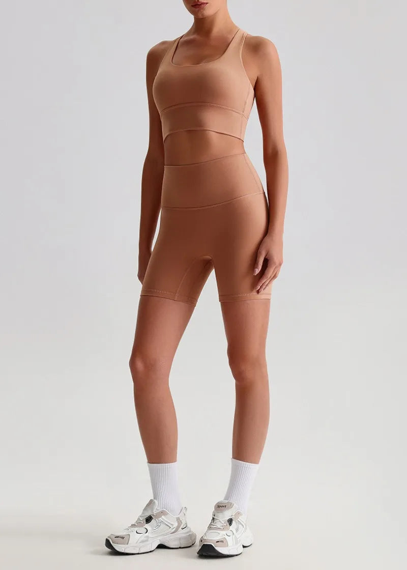 Women’s Seamless Yoga Set - Quick-Dry Naked Feel Backless Bra Booty-Lifting Shorts