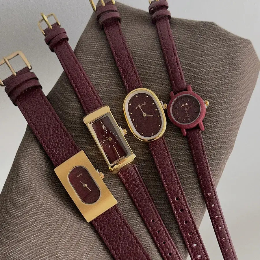 Genuine Leather Women’s Red Retro Watch