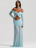 Hollow Out Ruched Maxi Dress Women - Norellé