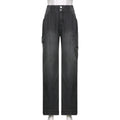 New Street High Waist Straight Leg Casual Jeans with Irregular Pockets - Norellé