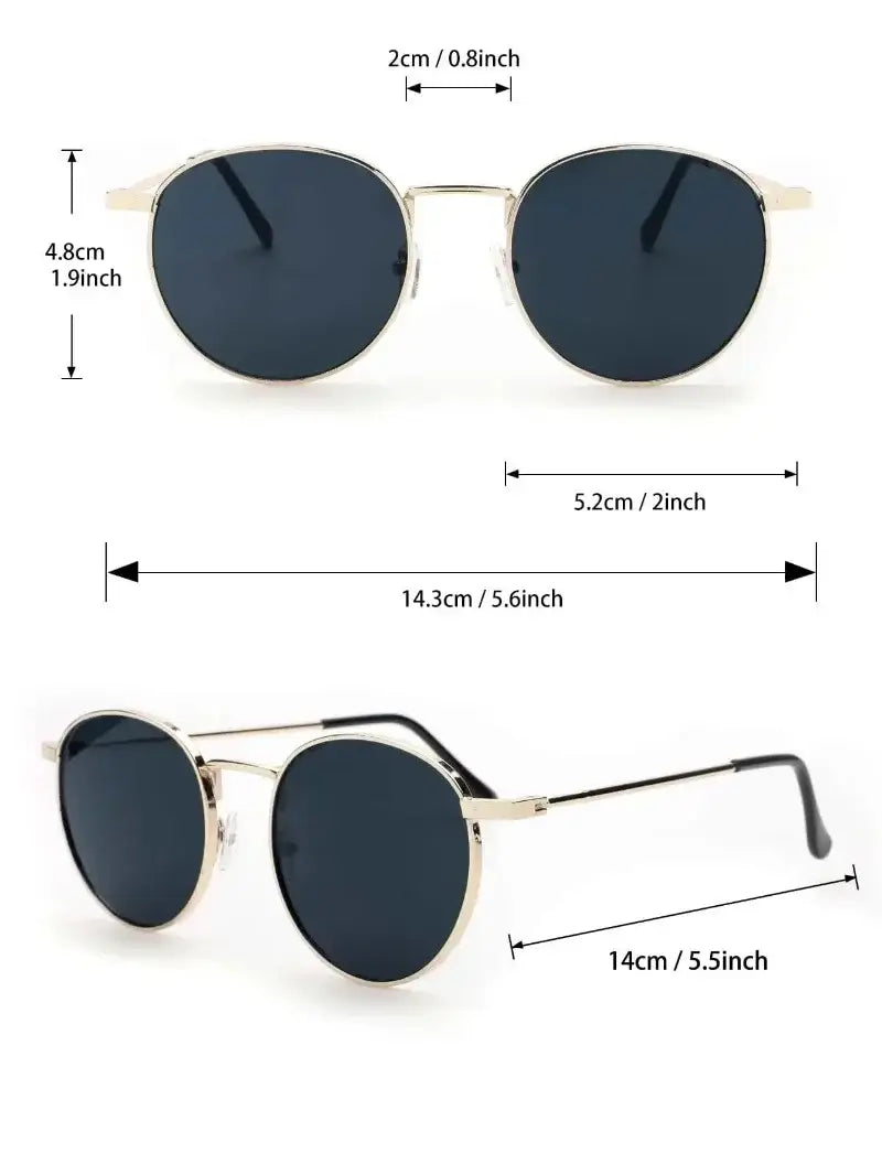 Metal Round Frame Vintage Casual Sunglasses