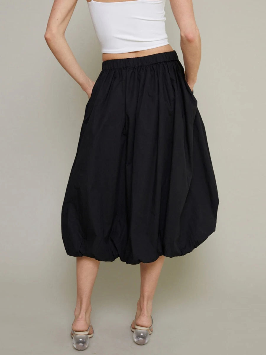 Bubble Skirt Women Elegant Elastic Waist