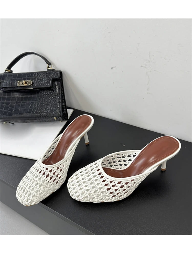 Hollow Out Breathable Mesh Weaving Women Slippers
