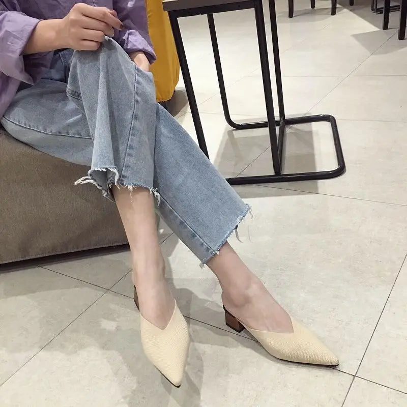 Pointed Toe With Heel Woman Slippers Shoes for Women