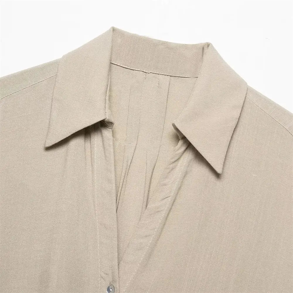 Women’s Loose Long Sleeve Collar Casual Shirt Pants Set