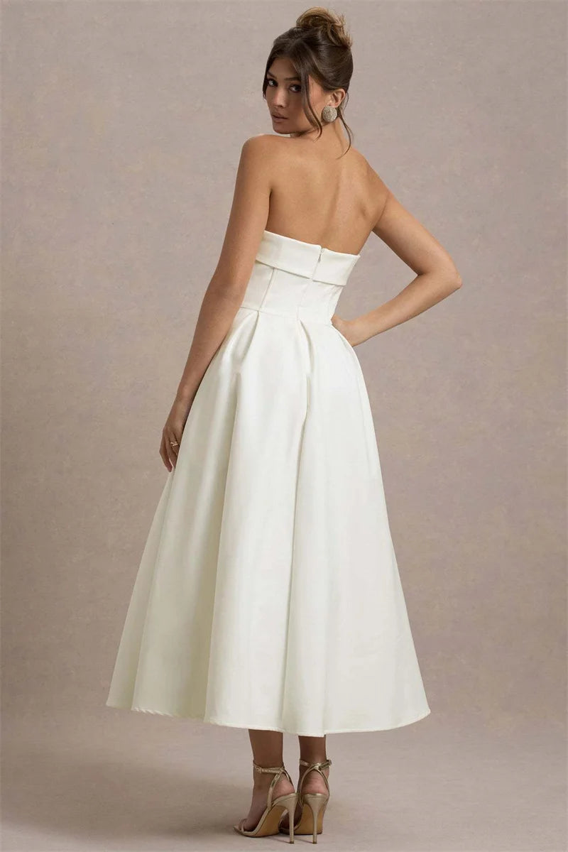 Off-shoulder Strapless Midi Dress Women