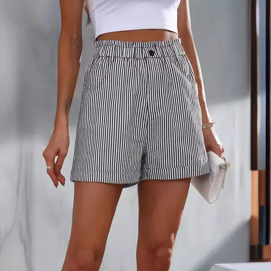 Casual Pocket Striped Shorts