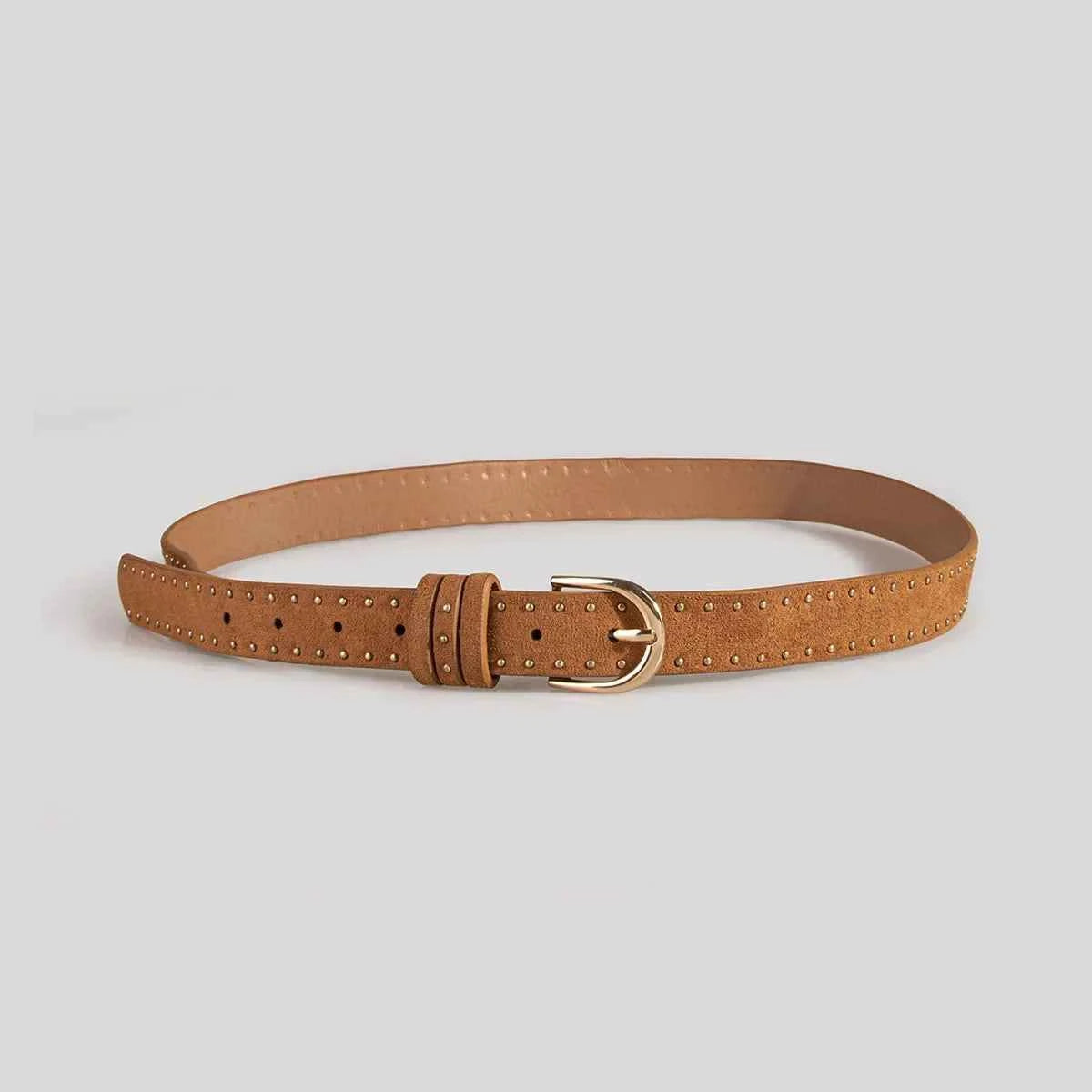 Women Color Suede With Rivets Belt