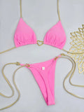 New Solid Color White Bikini Women suit Low Waist Lace-up Fashionable - Norellé