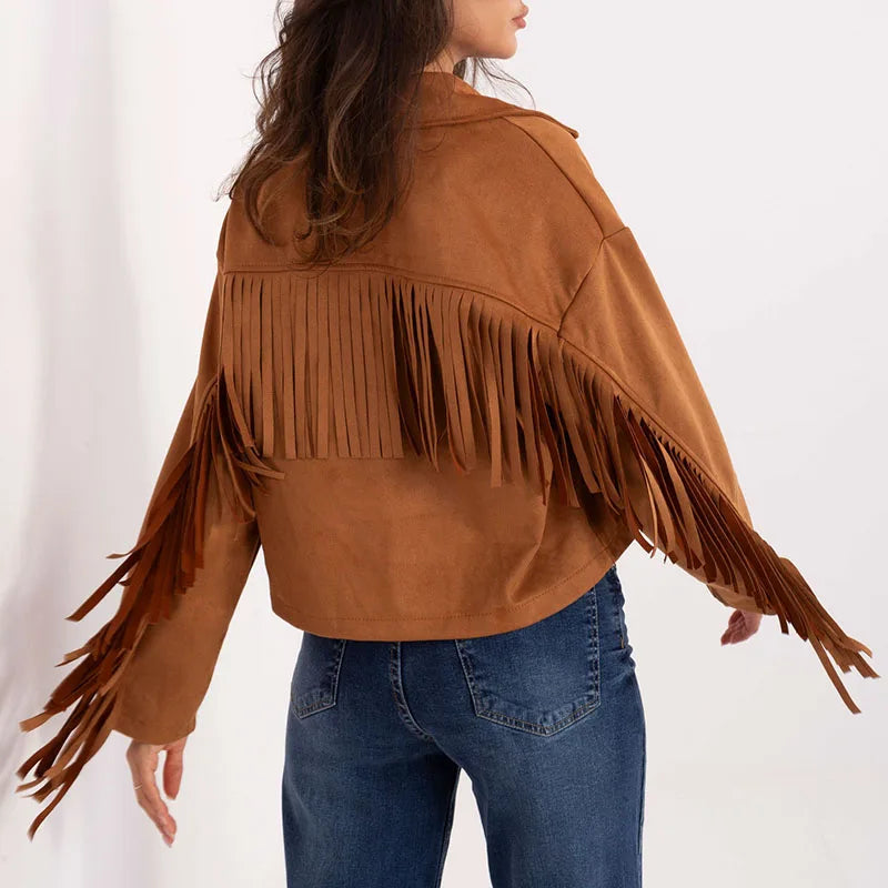 Single Breasted Tassel Women Jackets Vintage