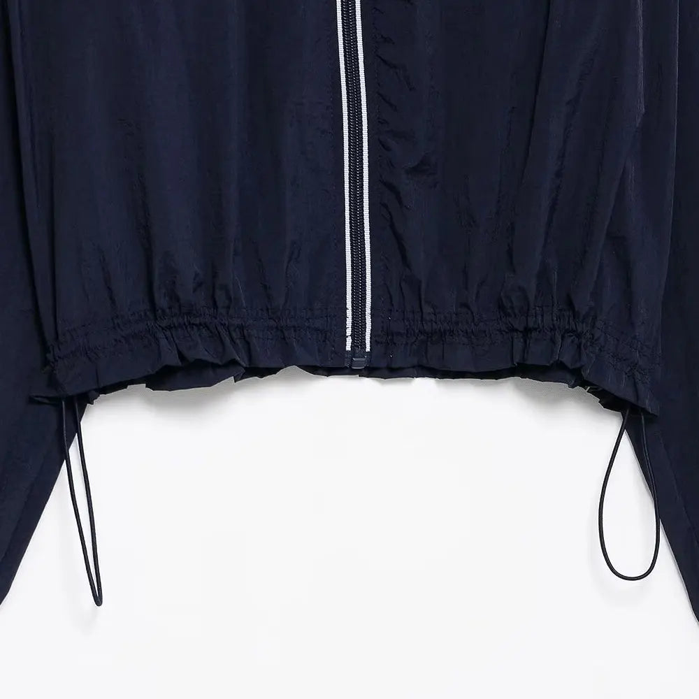 Women Fashion With Side Stripes Cropped Jacket Coat And High Waist Elastic Drawstring Skort