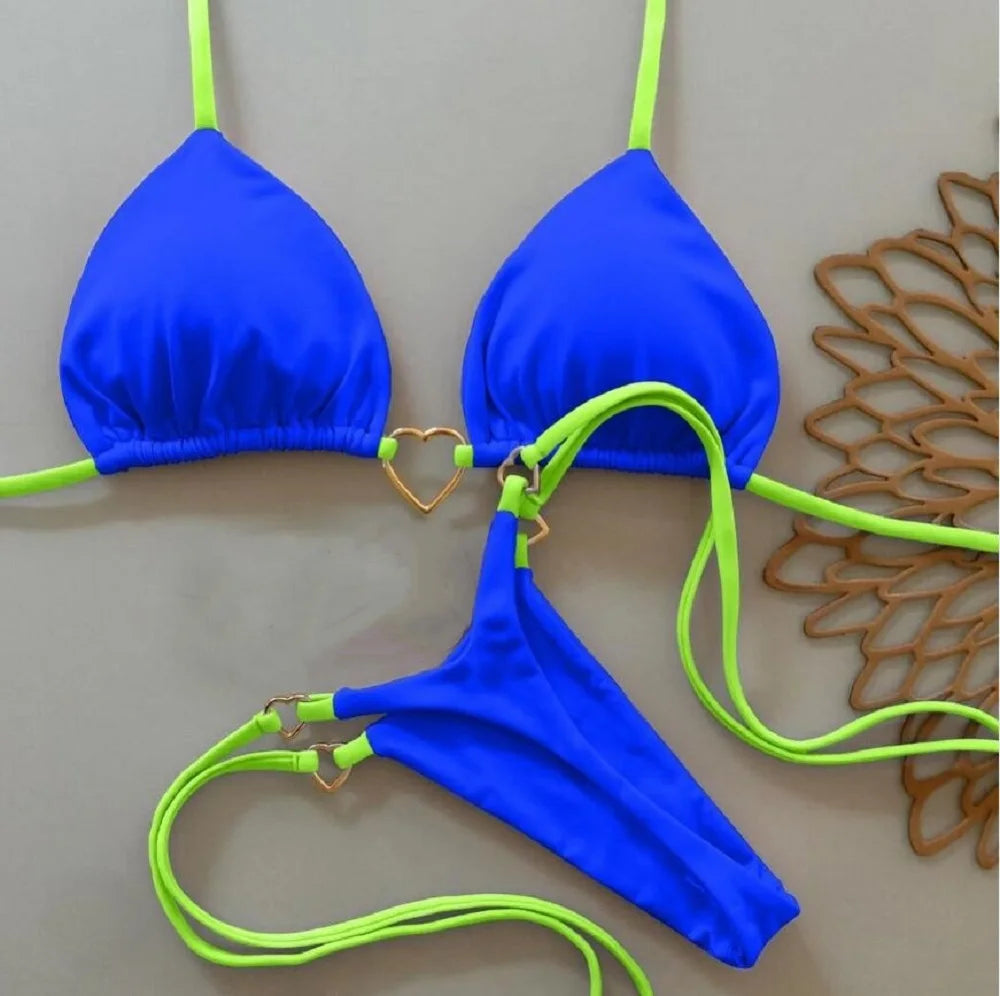 Halter Solid color Bikini Set Women's Swimsuit - Norellé