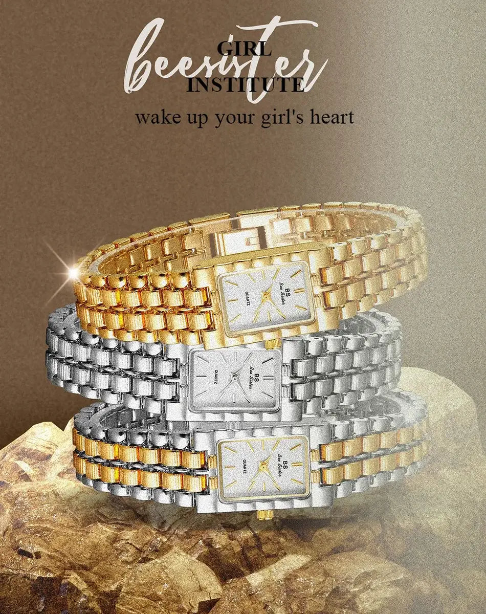 Retro Gold Rectangle Classic Watch For Women