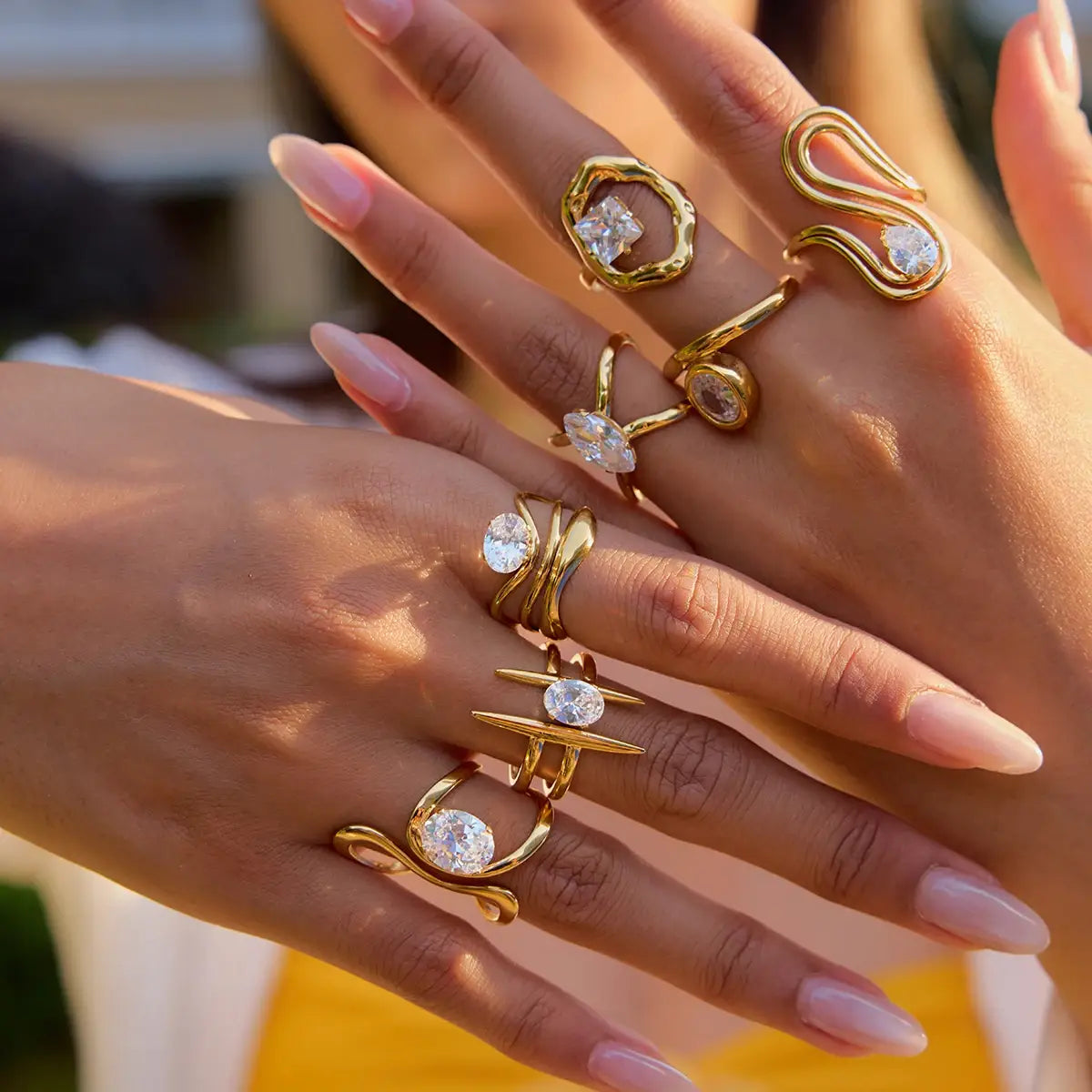 Minimalist Gold Color Plated Stainless Steel Rings