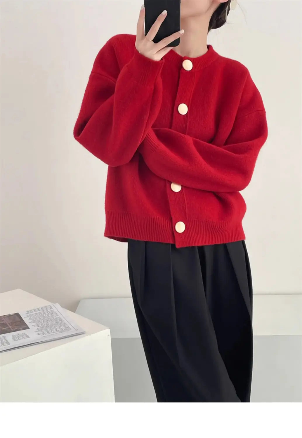 Women Cardigans Sweater O-neck Knitted Loose