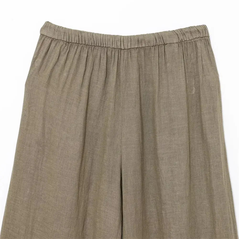 Women’s Long Sleeved V-neck Shirt Mid Waist Wide Leg Pants