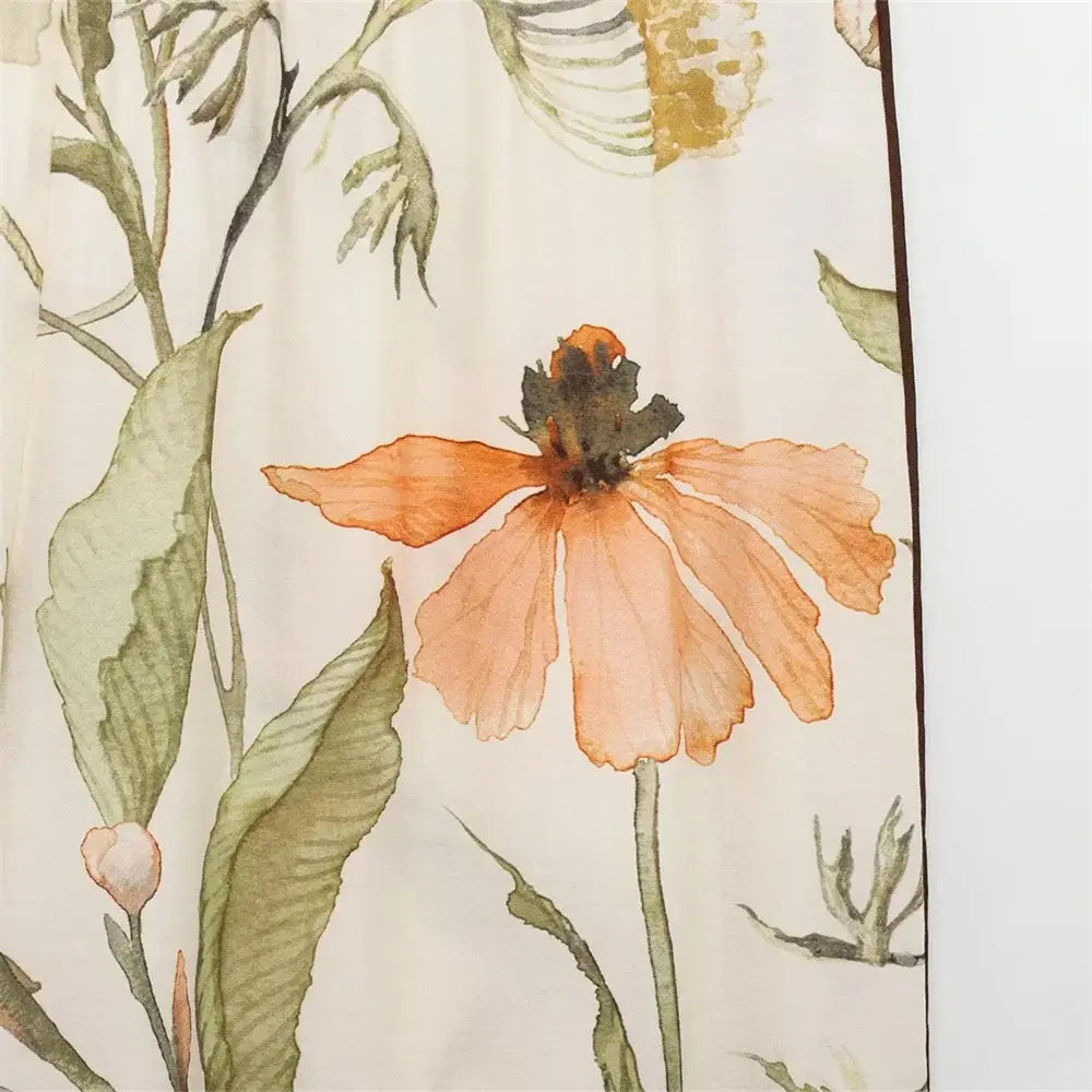 Women’s Floral Pattern Shirt With Rolled Edge Design Long Pants