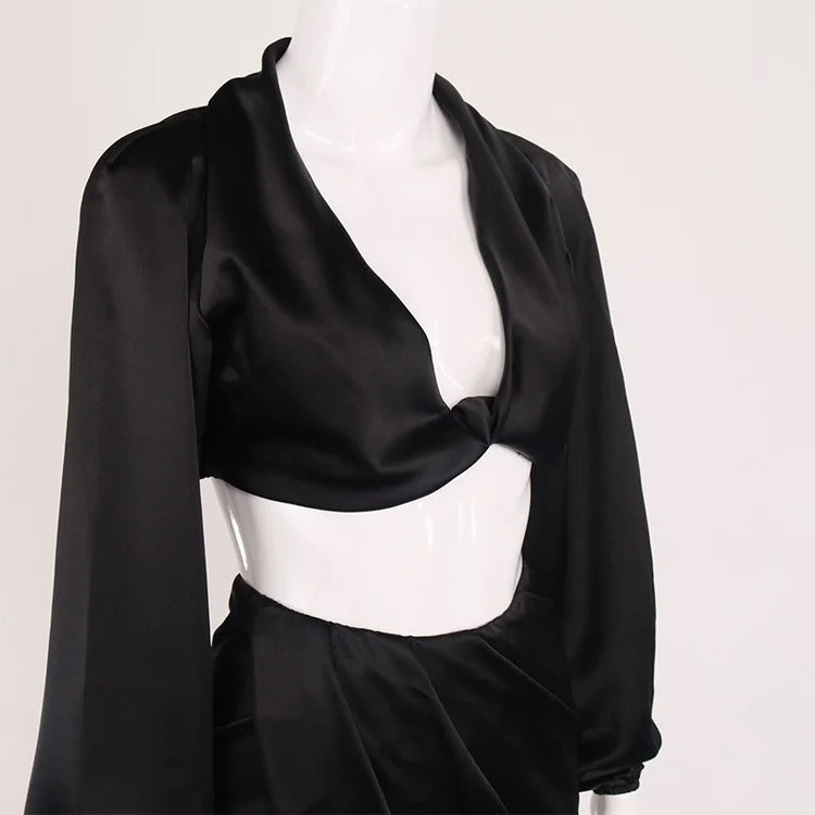 Satin 2 Piece Set Women Summer Beach Vacation Outfit