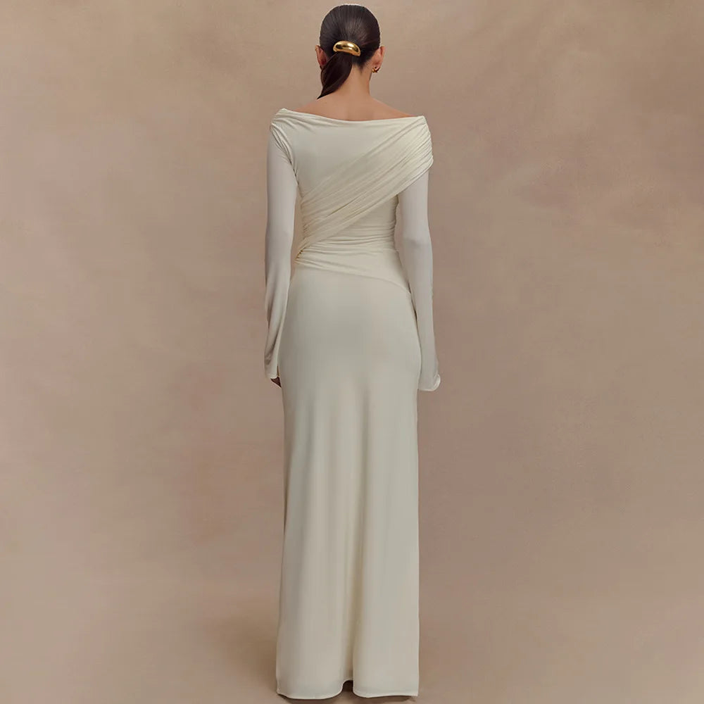 V Neck Long Sleeve Maxi Dress For Women