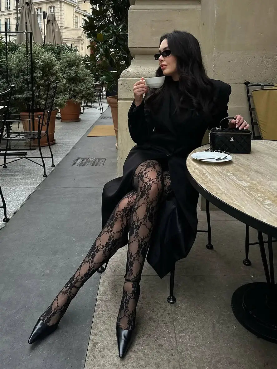 Lace Printed Pantyhose Women’s Sexy Hollow