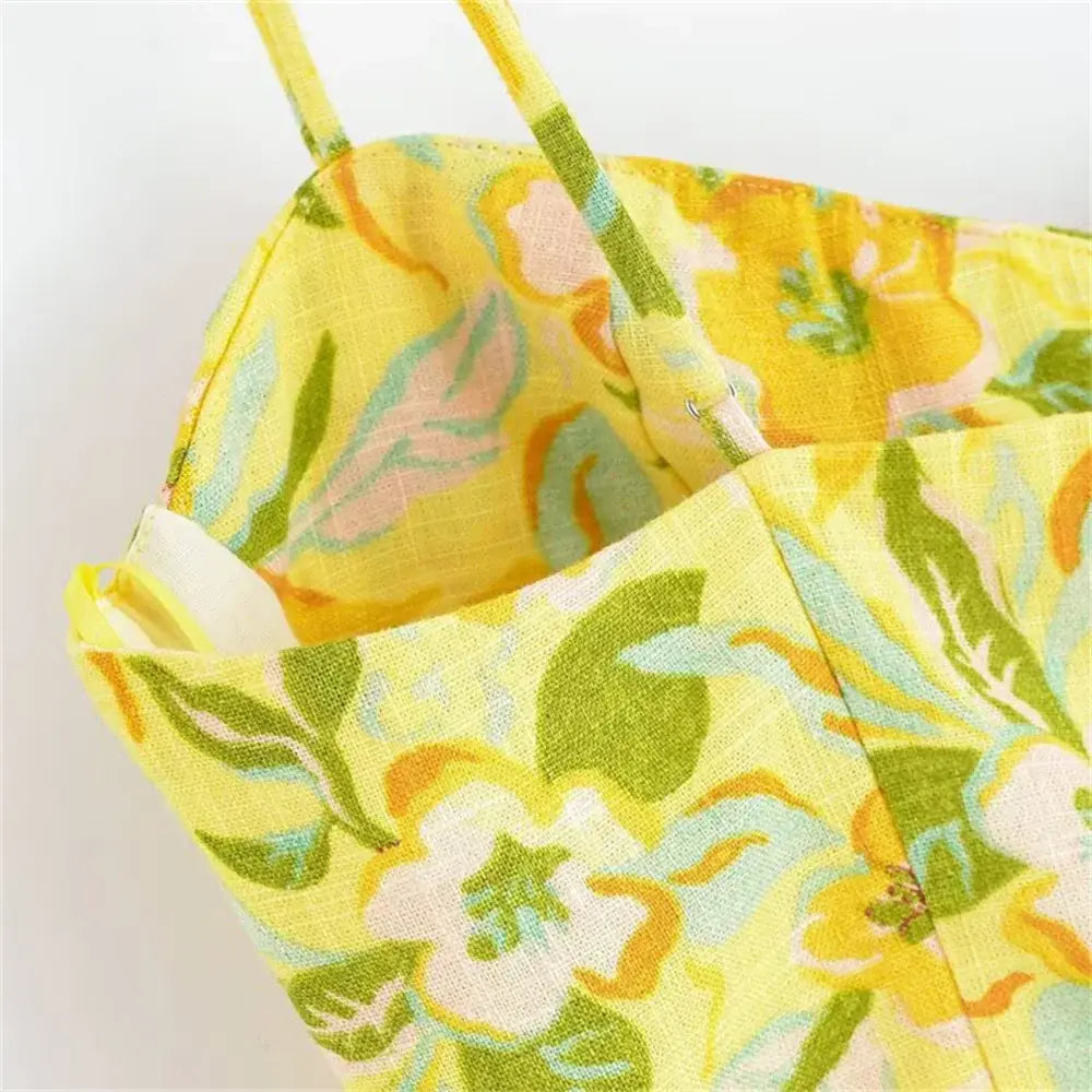 Women’s Strap Fashion Printed Short Top High Waist Long Half Skirt Set