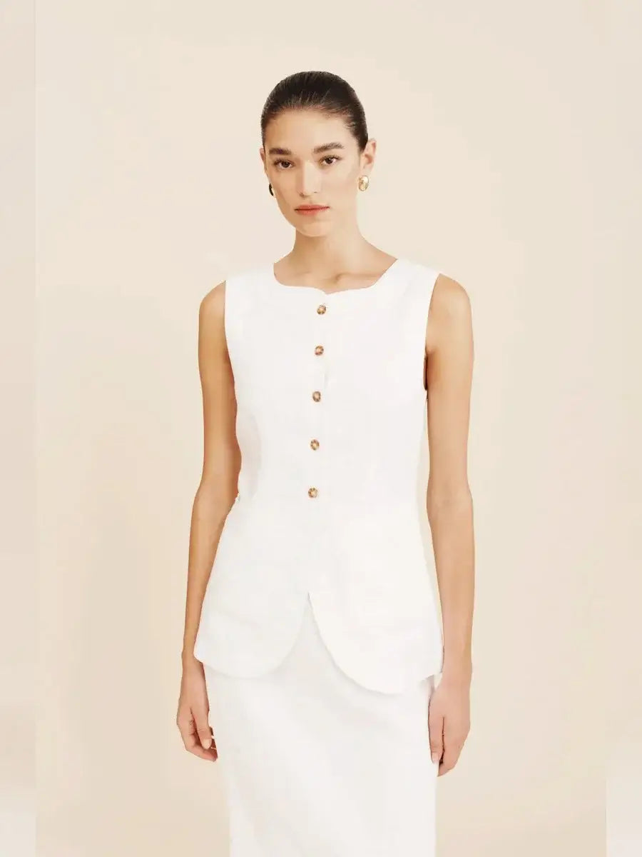 Women’s Sleeveless Vest High Waisted Skirt 2-Piece Set