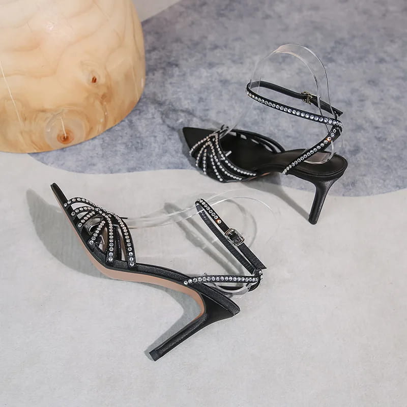 Women’s High-heeled Sandals with Rhinestones