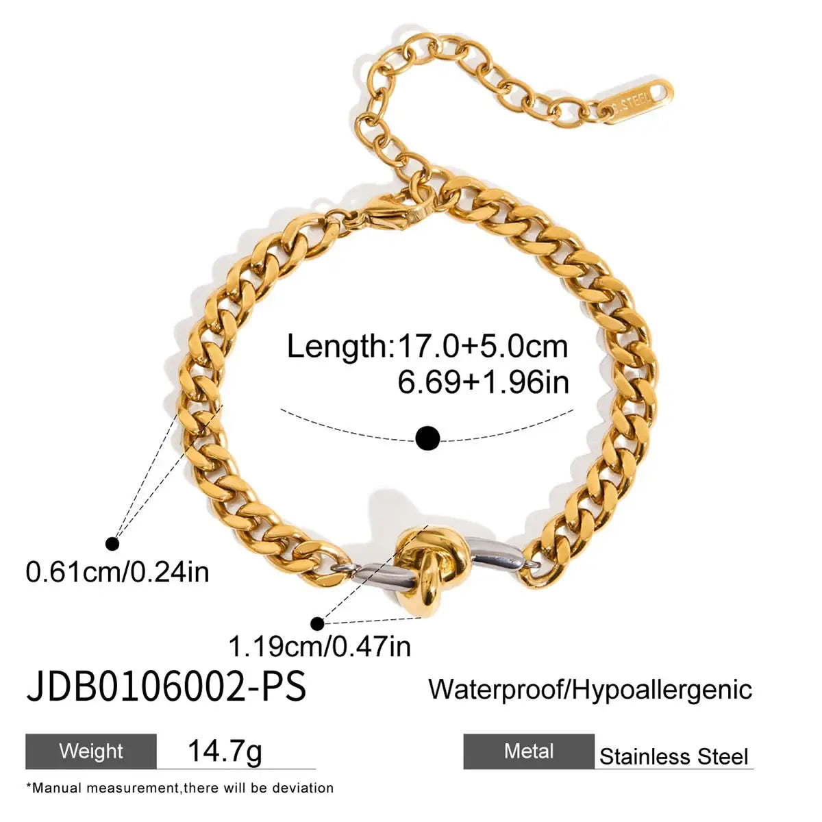 Stainless Steel Double Color Knot Bracelet