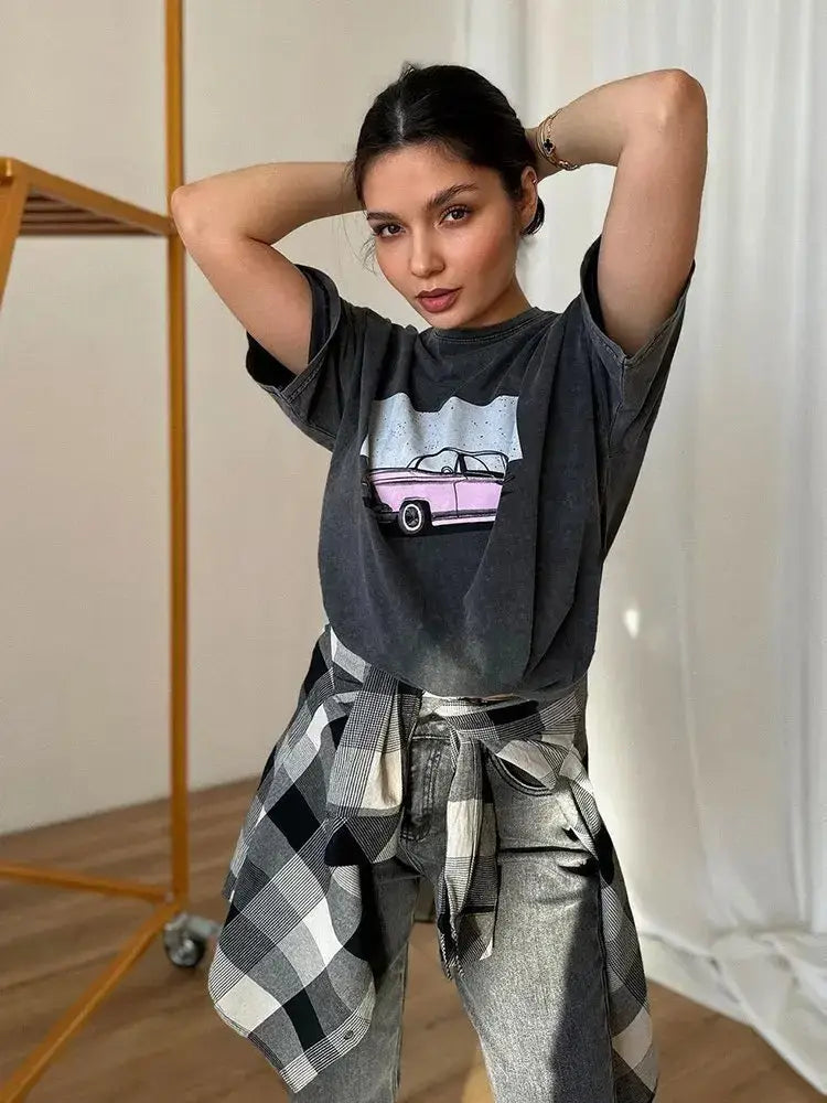 Fashion Womans Cotton Washed T-shirts