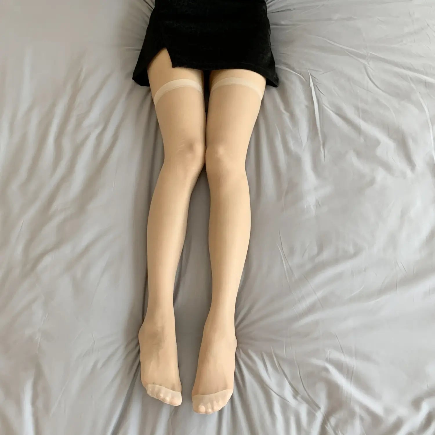 Anti-Slip Women Summer Transparent Stockings Black White Thigh