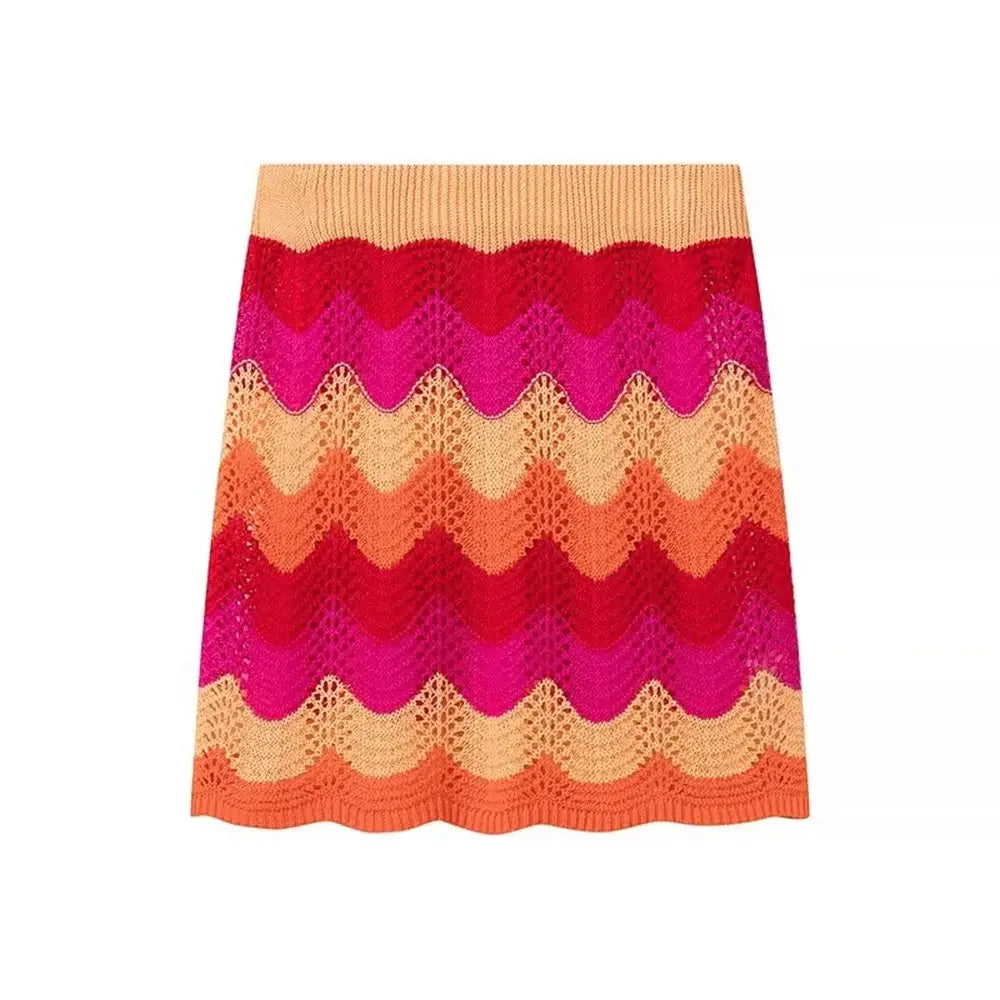 Women’s Western Style Knitted Top Half Skirt Set