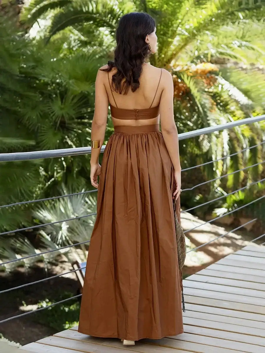 100% Cotton Suspender Underwear Half Long Skirt Set