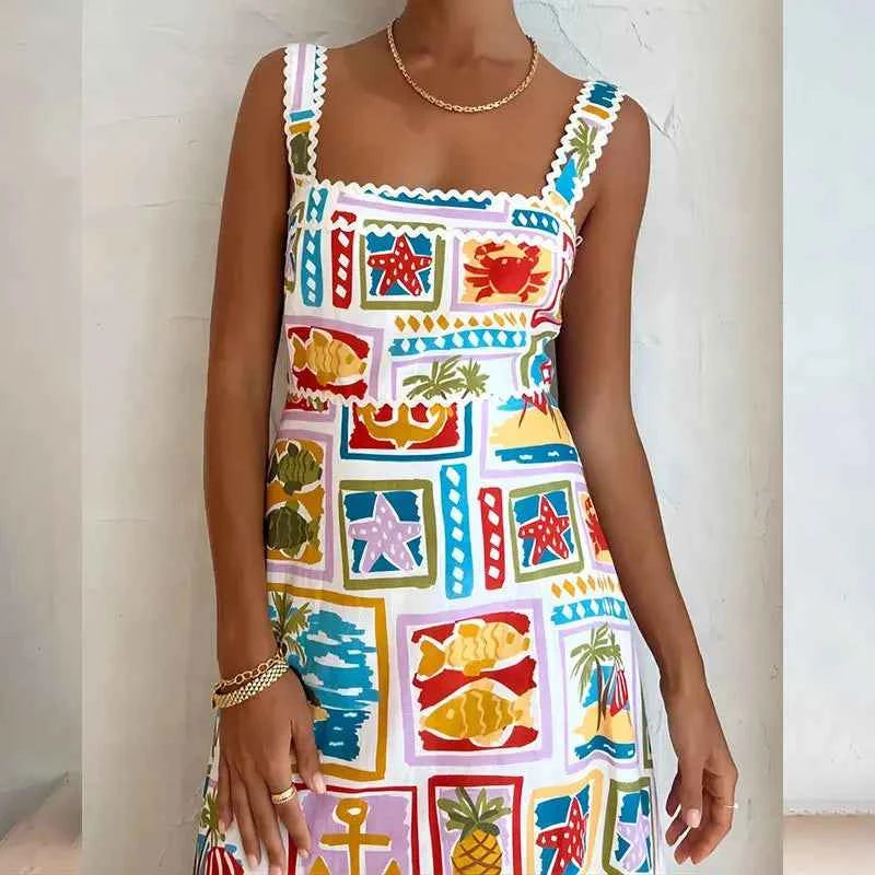 Fruit Plant Print Holiday Women Dress