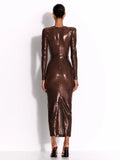 Deep V Neck Long Sleeve Sequins Long Dress Women - Norellé