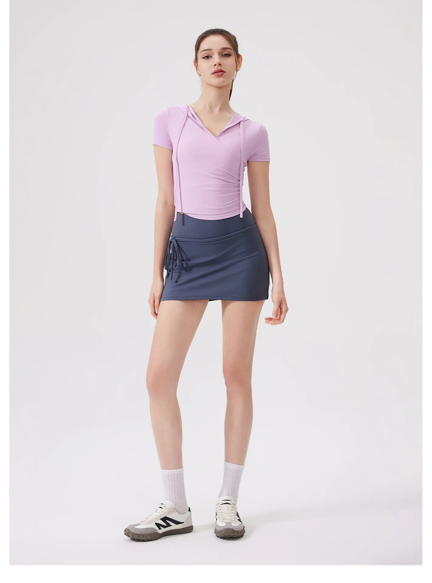 Women Yoga Half Sleeve Cool Feeling Solid Color Hoodie T-shirt