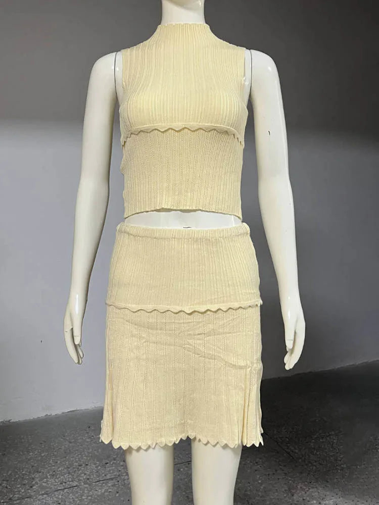 Knitted Turtleneck 2 Piece Sets Women