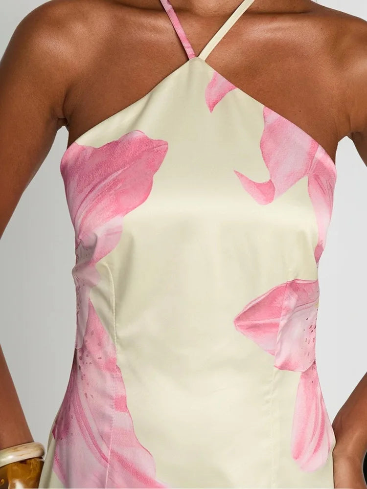 Halter Contrast Print Dress For Women