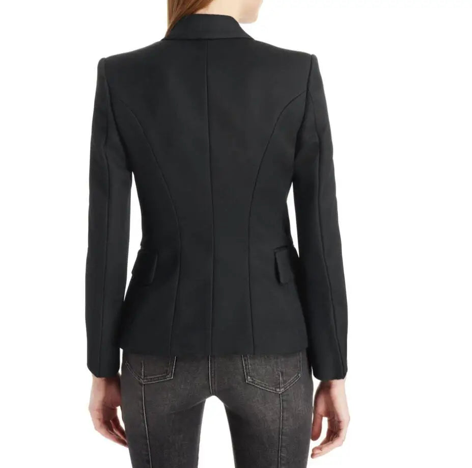 Casual Long Sleeve Turn-down Collar Double Breasted Jacket For Women