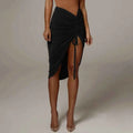 Women Asymmetrical Shirring Skirt High Waist