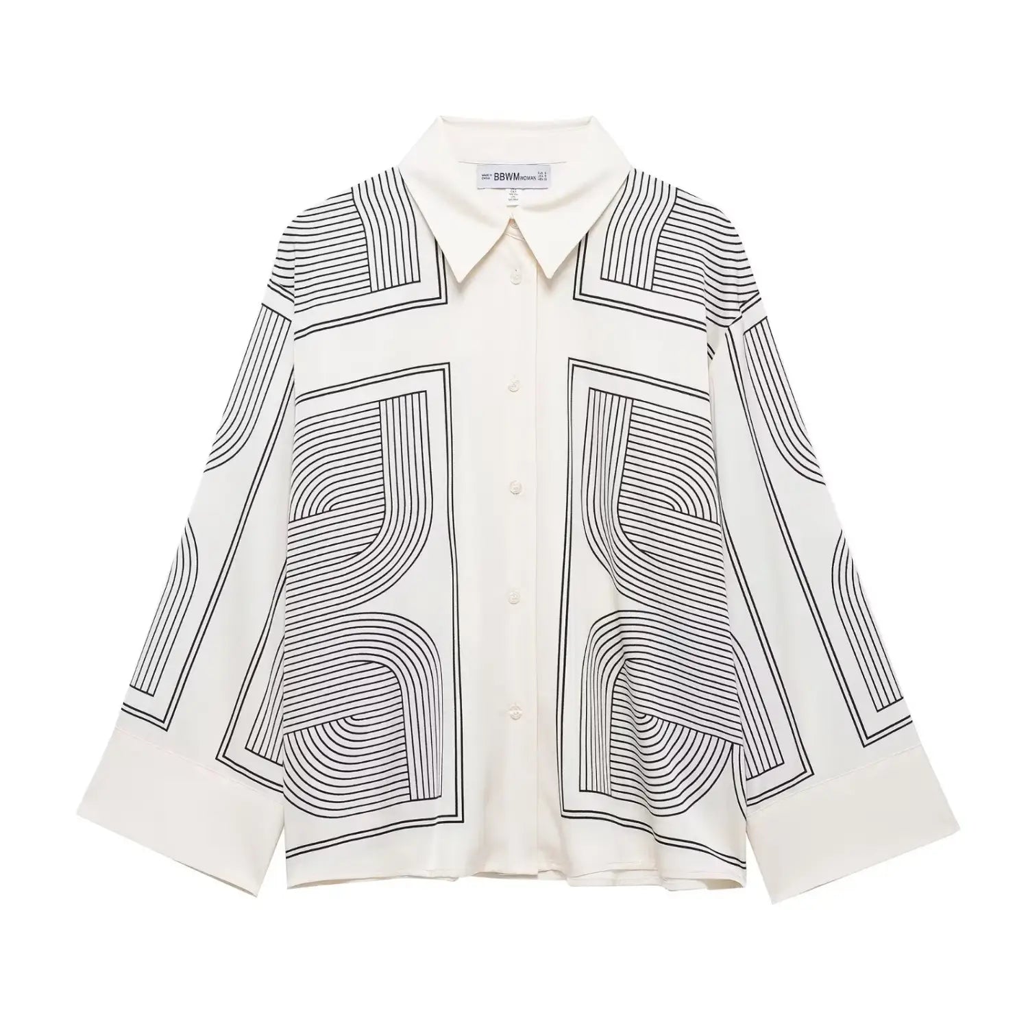 Women’s Loose And Versatile Printed Twill Fabric Shirt High Waisted Pants