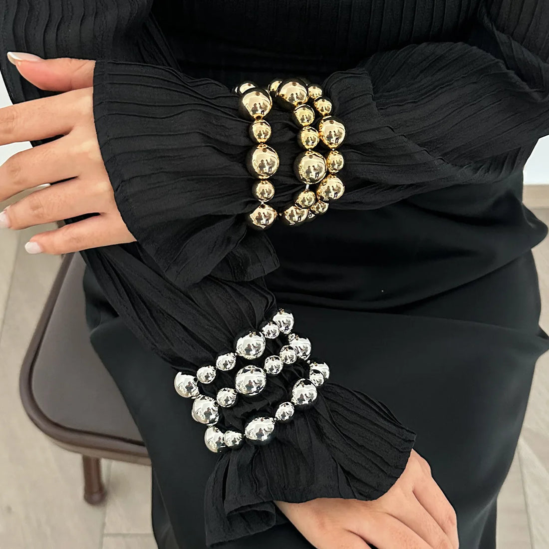 3PCS Punk Stretch Beads Bracelets