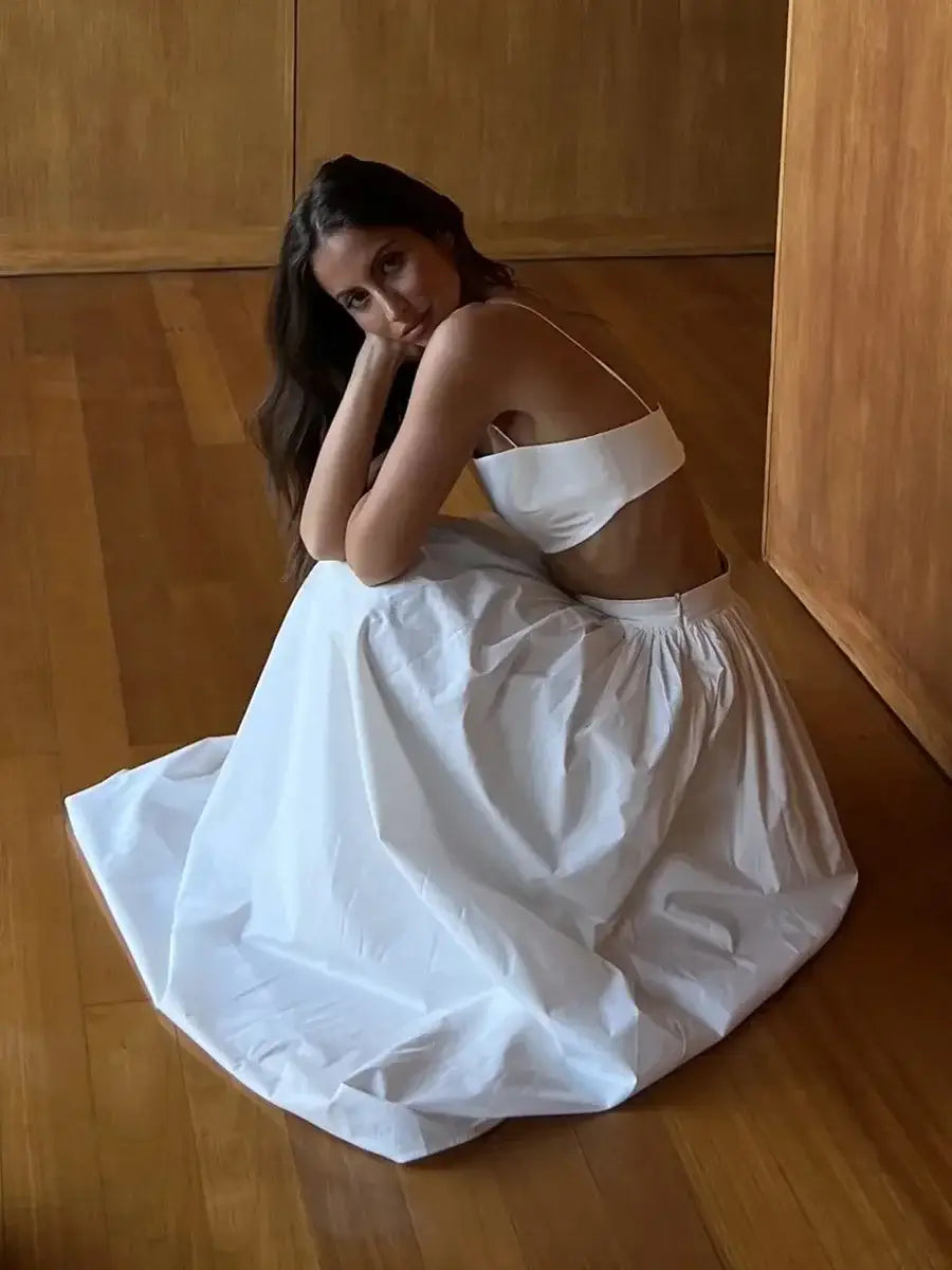 100% Cotton Suspender Underwear Half Long Skirt Set