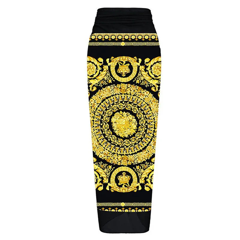 Women's Retro Print Conservative Cover, Thin AB Sunscreen Beach Skirt, Ladies Swimsuit - Norellé