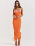 Lace Spaghetti Strap Bodycon Maxi Dress Women - Norellé