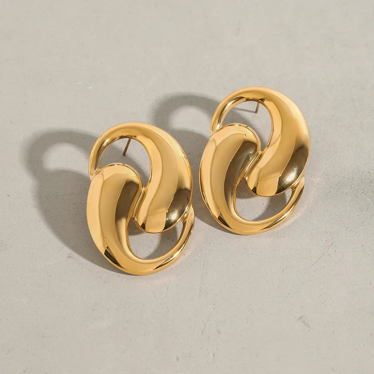 Smooth Water Drop Shaped Hollow Earrings Stainless Steel