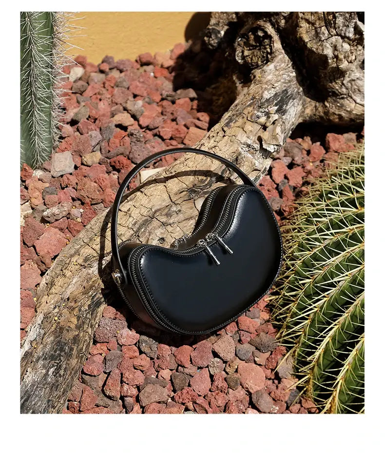 Vintage Genuine Leather Crescent Small Shoulder Crossbody Bags For Women