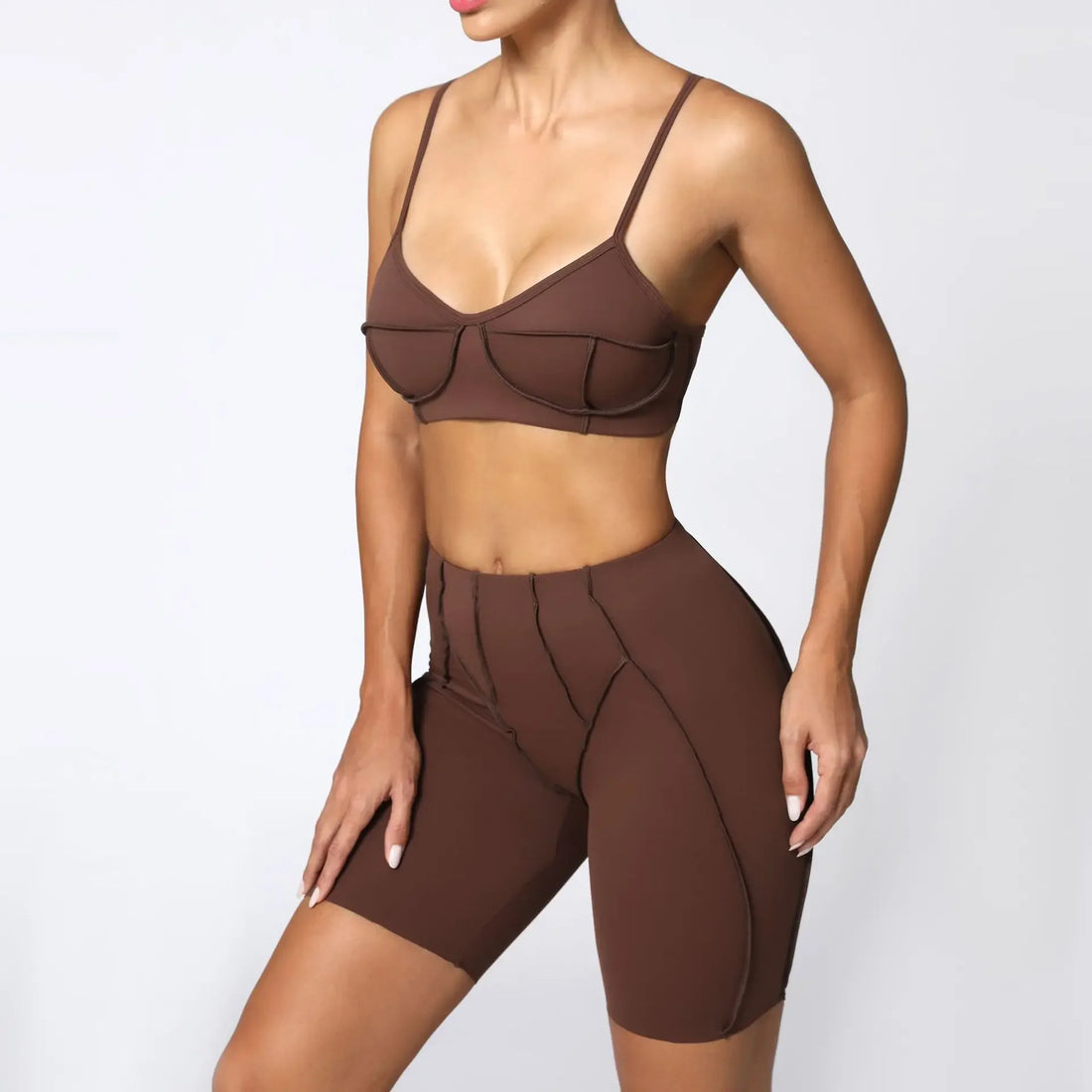 Sømløse yogasett sport og fitness høy midje hofteløftende formende leggings ryggløs BH-drakt 