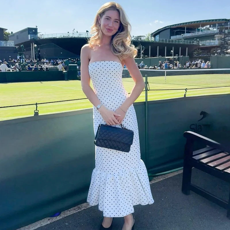 Polka Dot Off-shoulder Maxi Dress Women